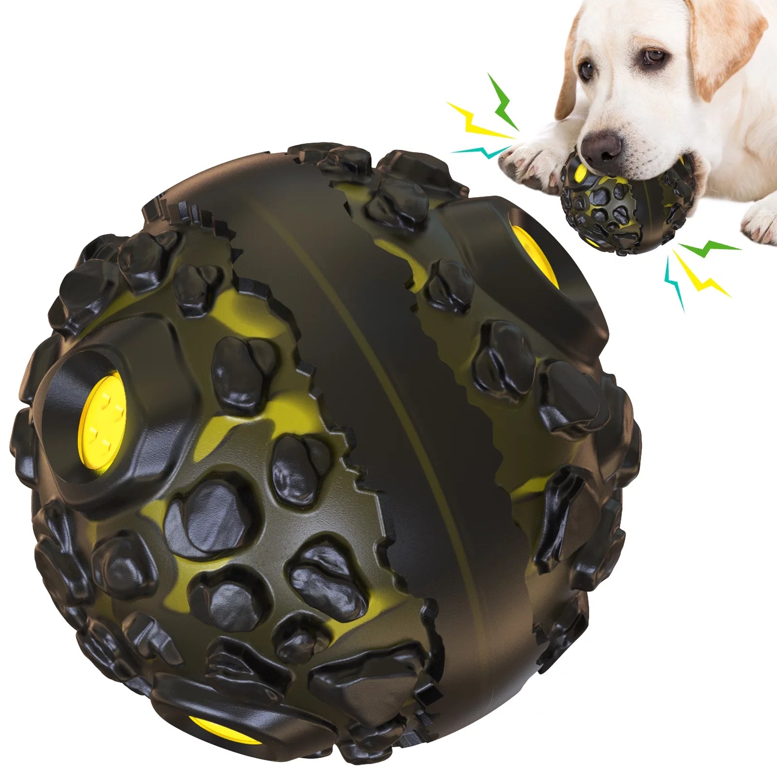 Dog Squeaky Toys Ball for Aggressive Chewers, Durable Tough Chew Toys for Teeth Cleaning