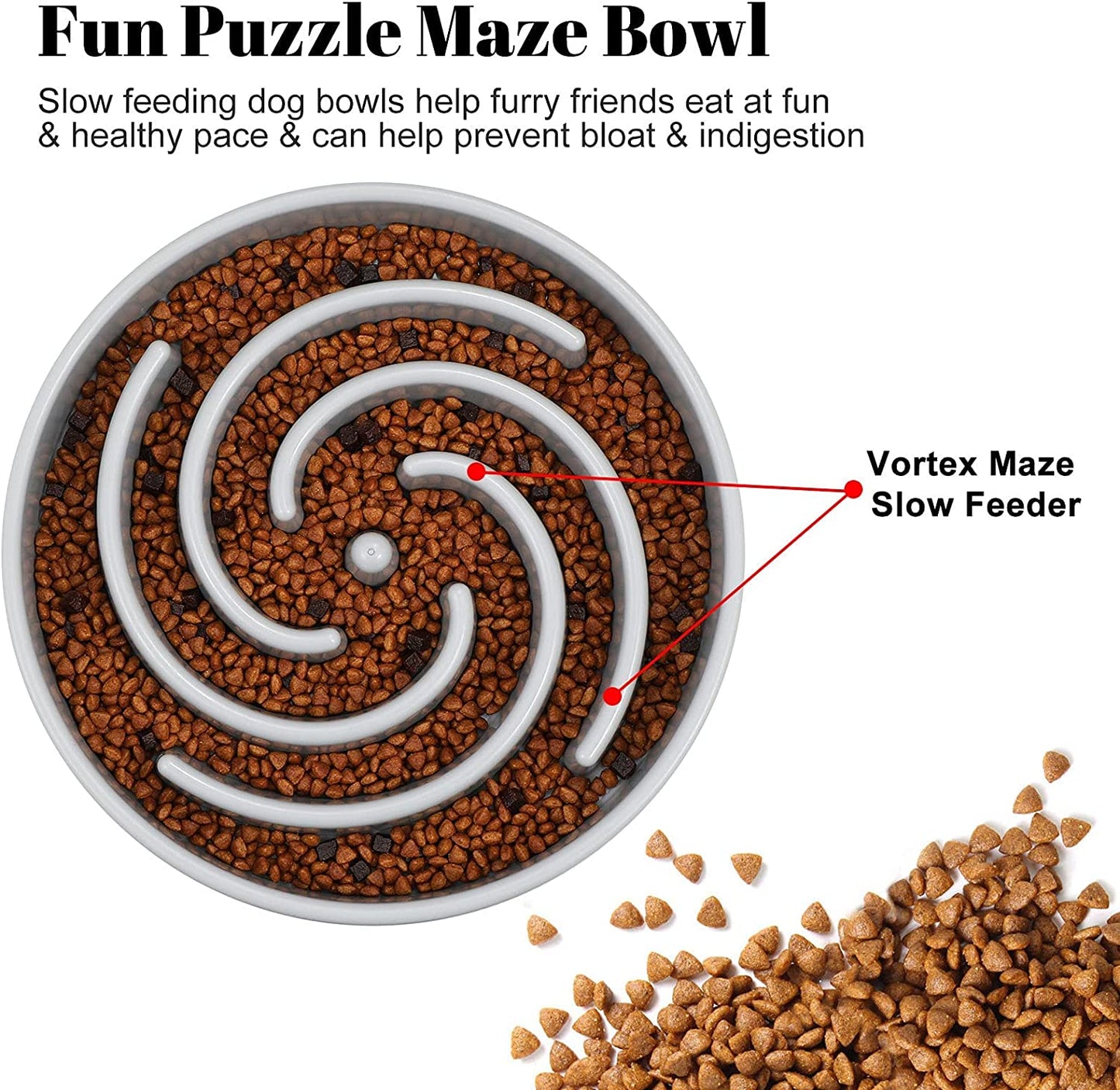 Non-Slip Maze Puzzle Slow Feeder Dog Bowl for Large and Medium Dogs 