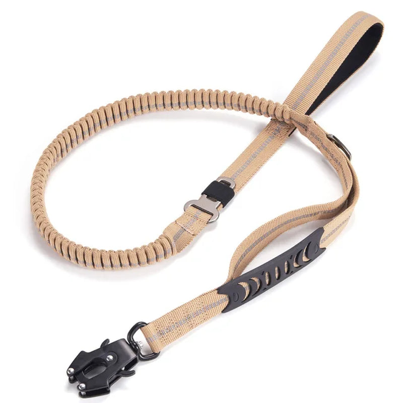 Heavy Duty Tactical Bungee Dog Leash No Pull Dog Leash Reflective Shock Absorbing Pet Leashes with Car Seatbelt for Large Dogs