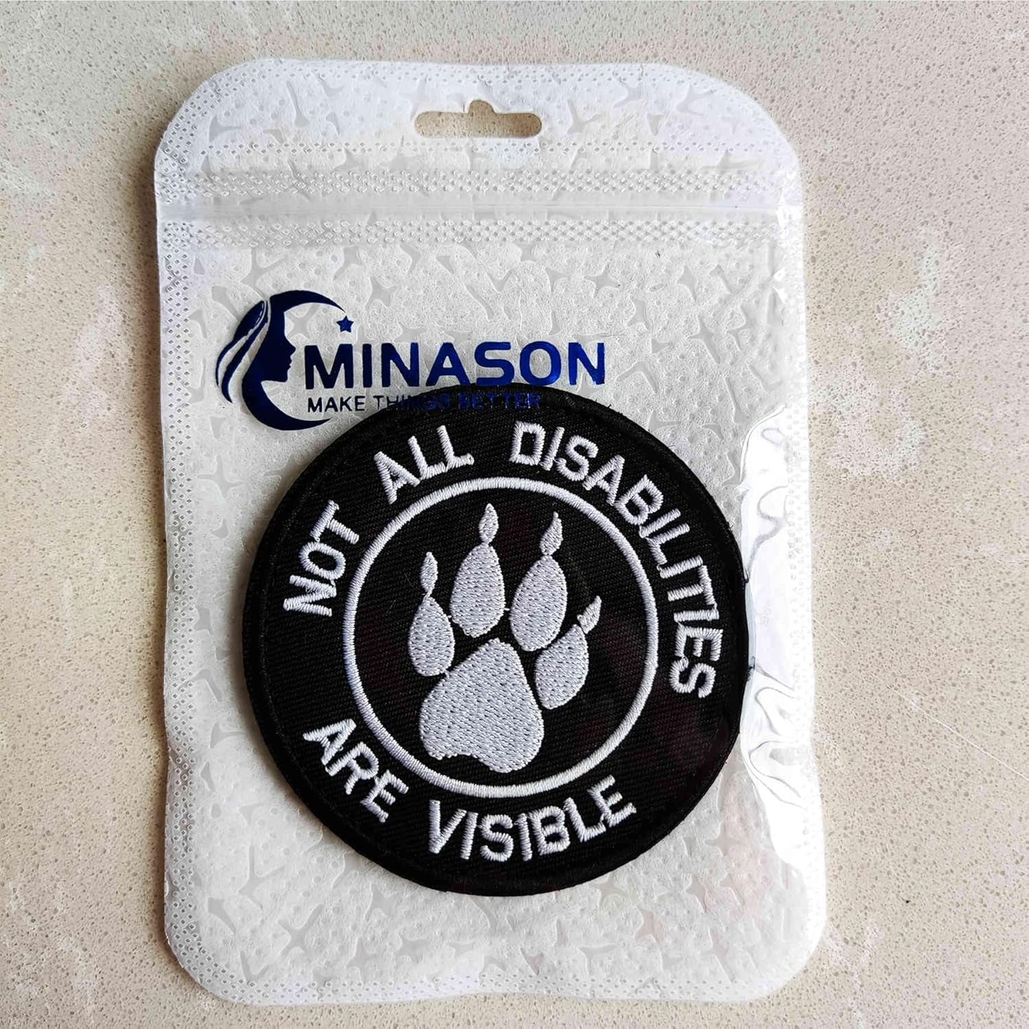 Service Dog Patch, Not All Disabilities Are Visible Embroidered Dog Paw Patch for Vests/Harnesses, Emblem Fastener Tactical Hook & Loop Morale Patch (Paw Abilities)