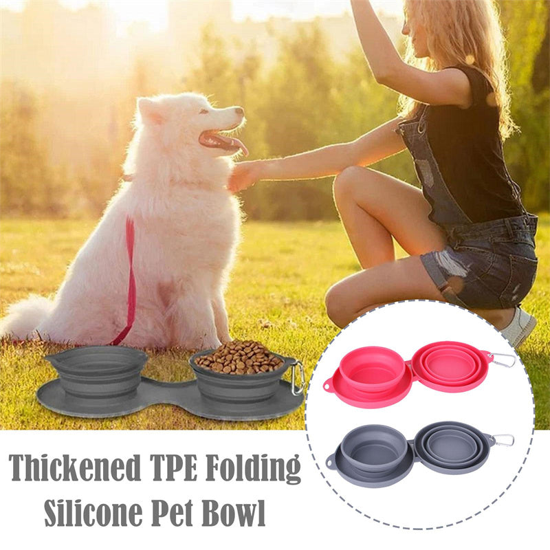 Double Sided Foldable Rubber Pet Feeding Bowl for (On the Go) 