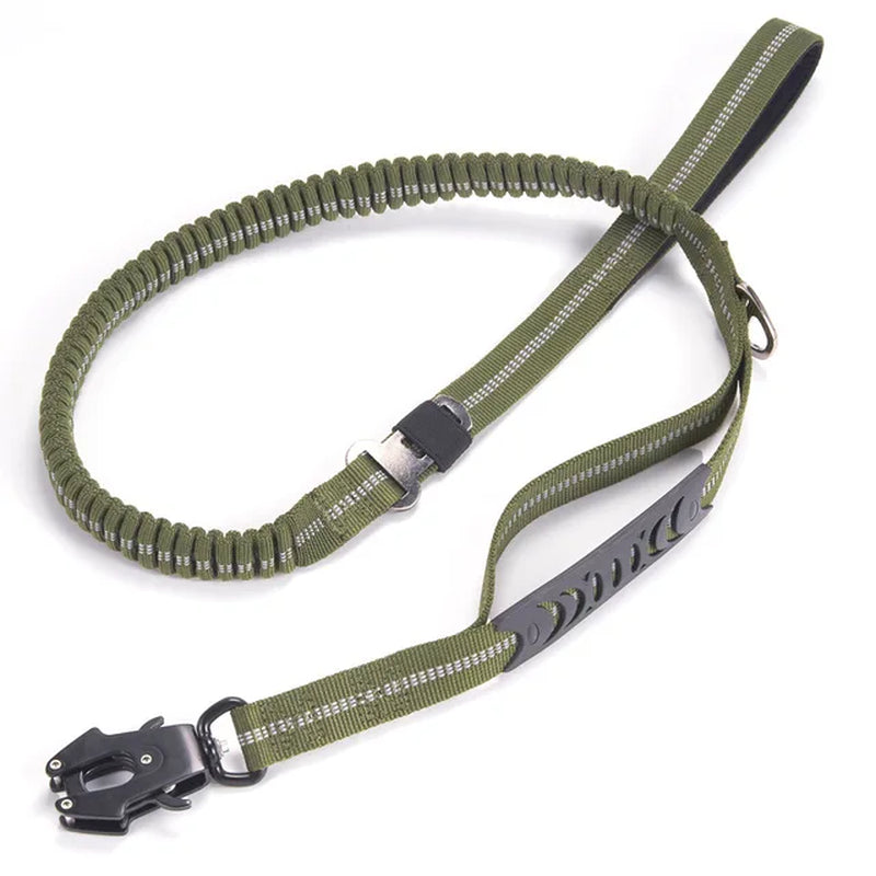 Heavy Duty Tactical Bungee Dog Leash No Pull Dog Leash Reflective Shock Absorbing Pet Leashes with Car Seatbelt for Large Dogs