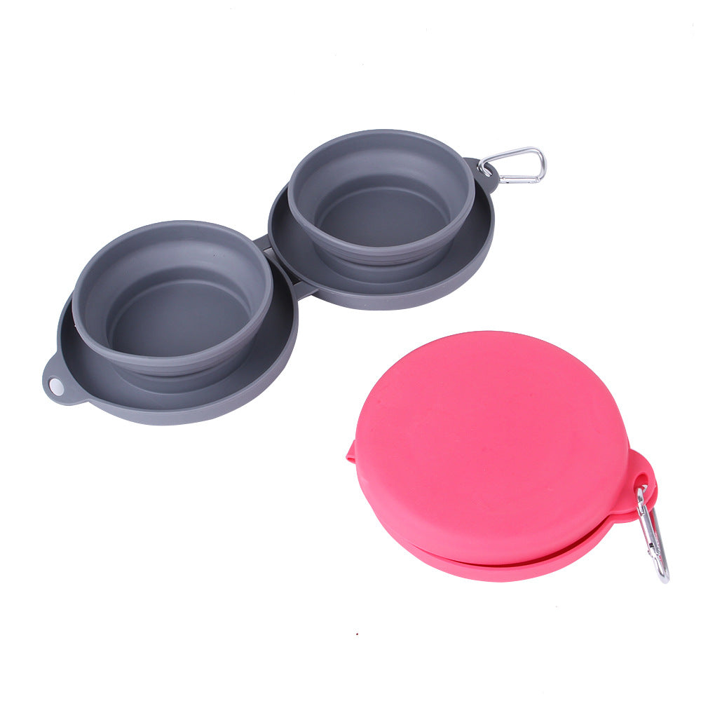 Double Sided Foldable Rubber Pet Feeding Bowl for (On the Go) 