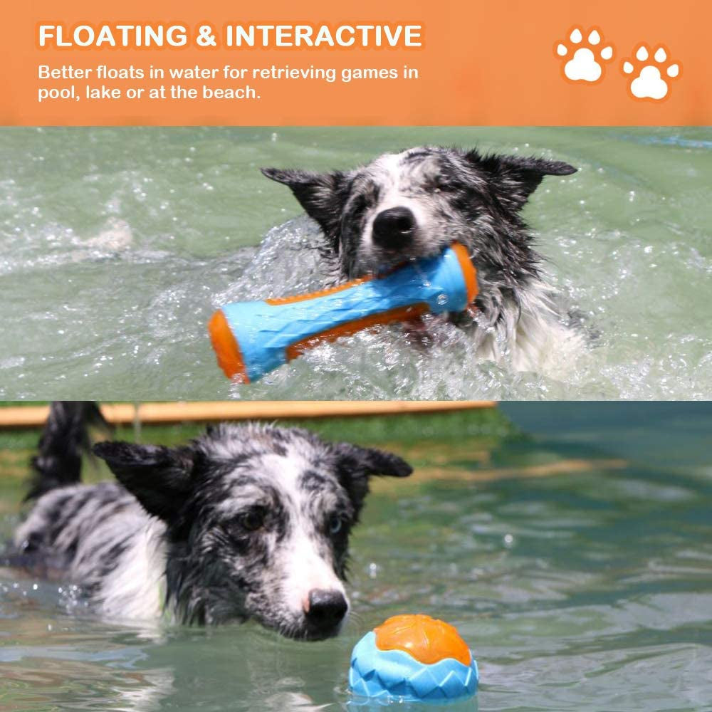 Dog Squeaky Toys Pack 4 Pcs, Pool Toys, Floating Toys for Interactive Fetch & Play, Dog Beach Toy Set, TPR