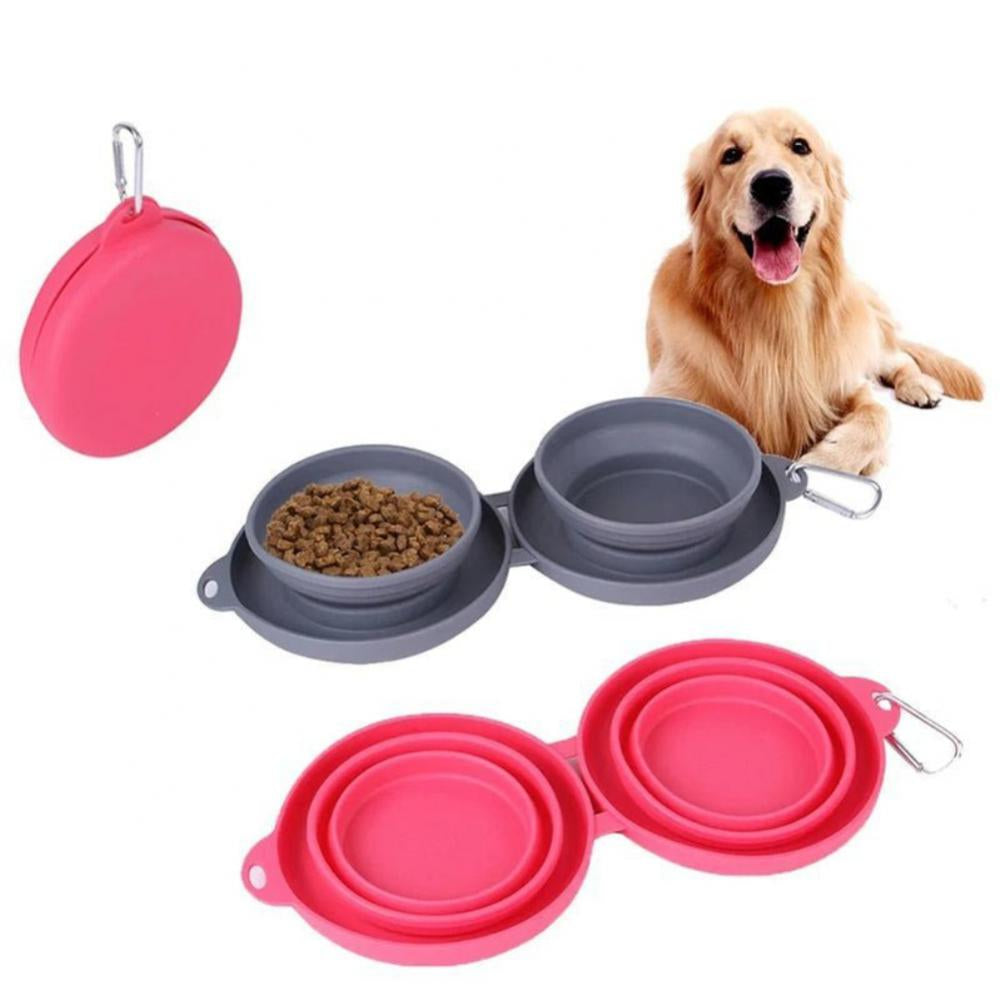 Double Sided Foldable Rubber Pet Feeding Bowl for (On the Go) 