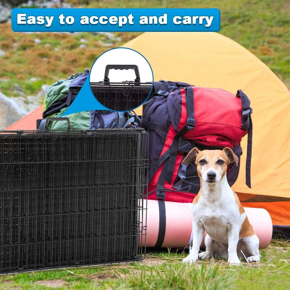 Animal Pet Cage with Plastic Tray and Handle, 36 Inches, Large