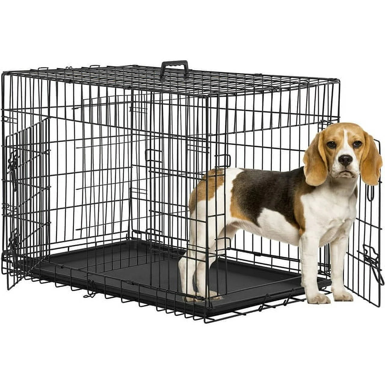 Animal Pet Cage with Plastic Tray and Handle, 36 Inches, Large