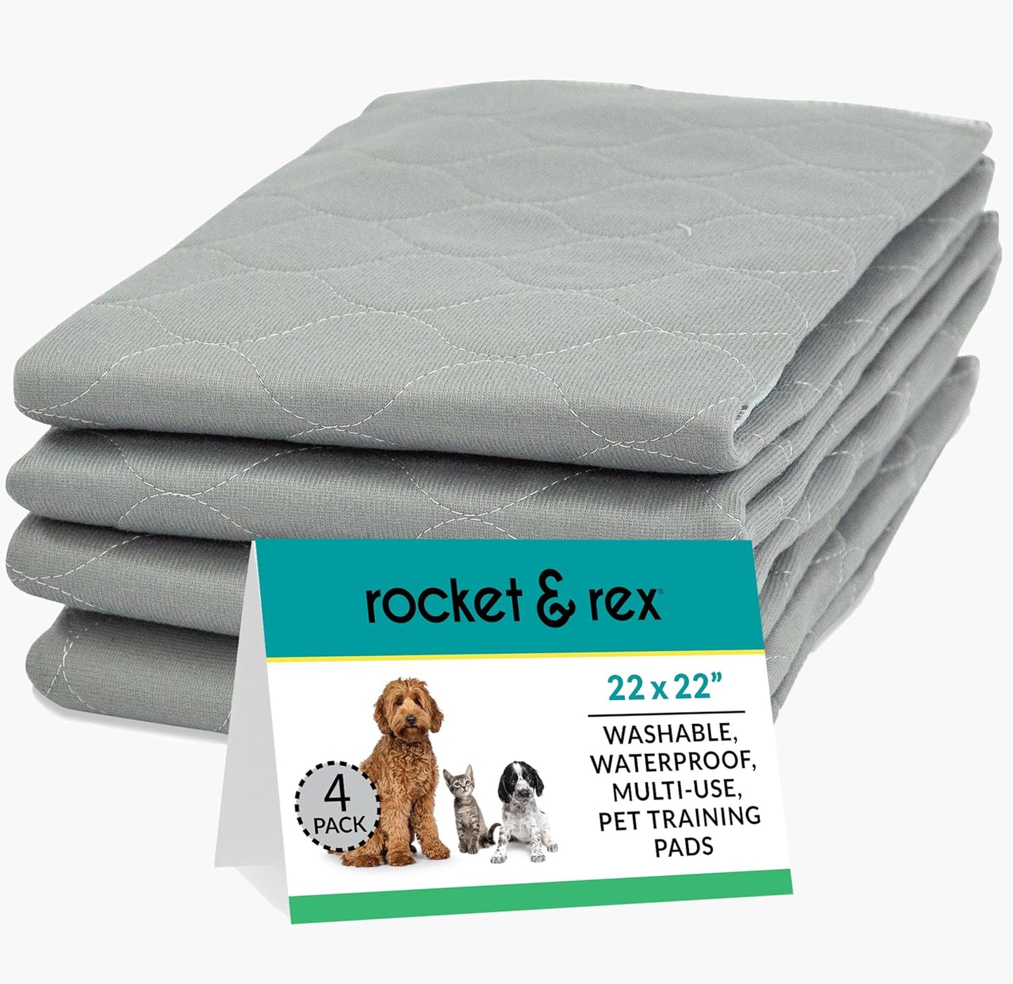 Premium Washable Pee Pads for Dogs 4-Pack, 22 X 22