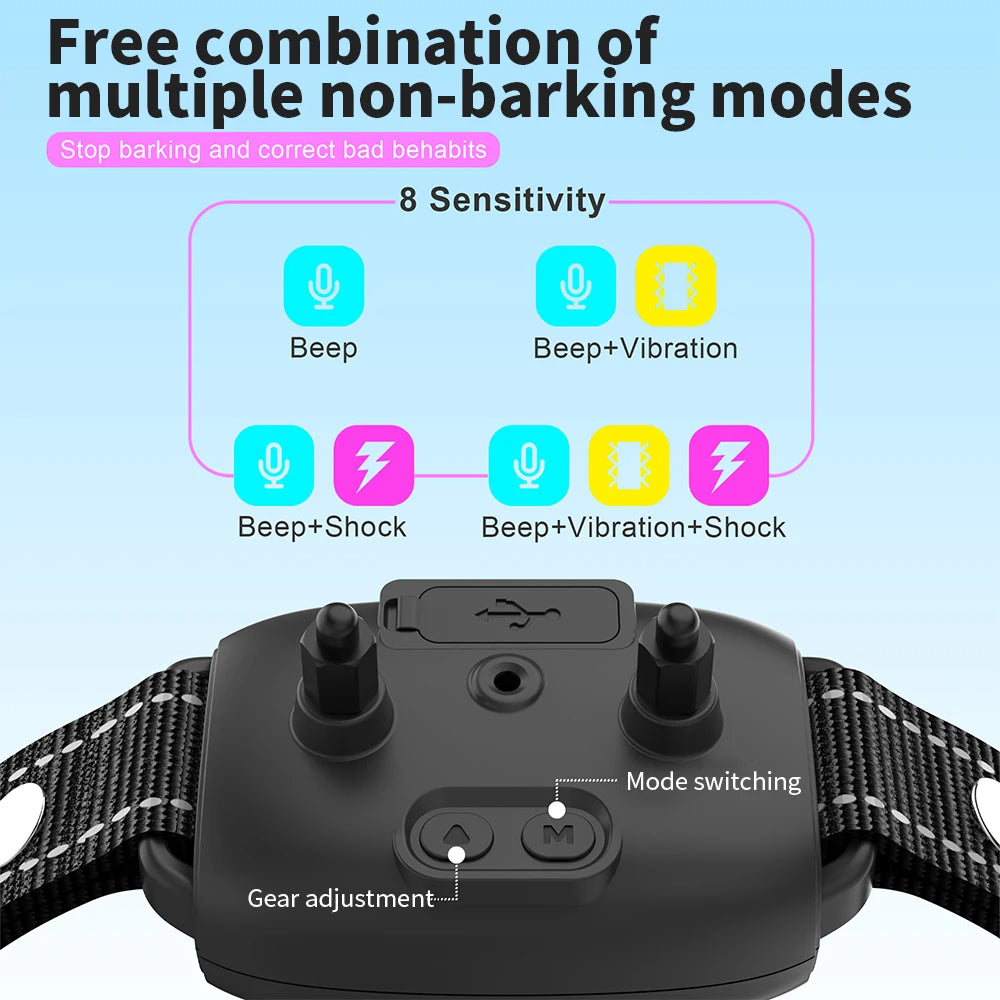 Smart Automatic HD Digital Display IP67 Waterproof Rechargeable anti-Barking Dog Collar 