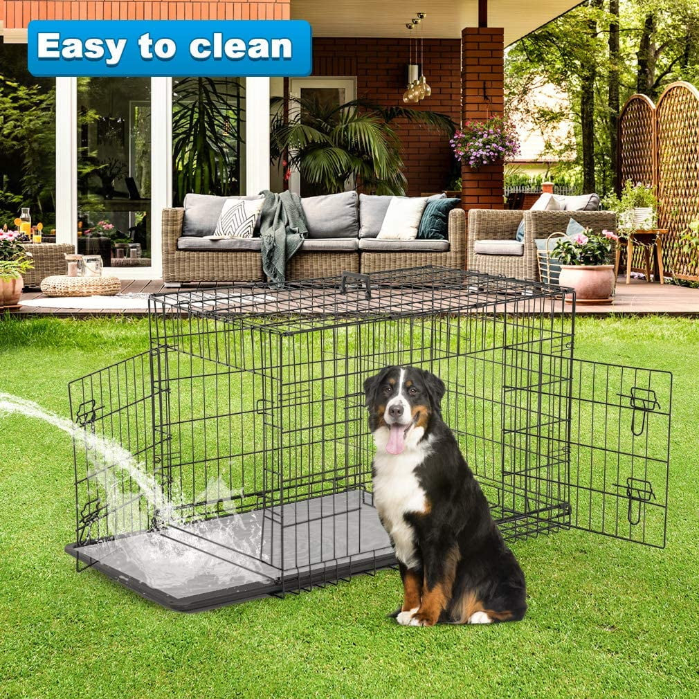 Animal Pet Cage with Plastic Tray and Handle, 36 Inches, Large