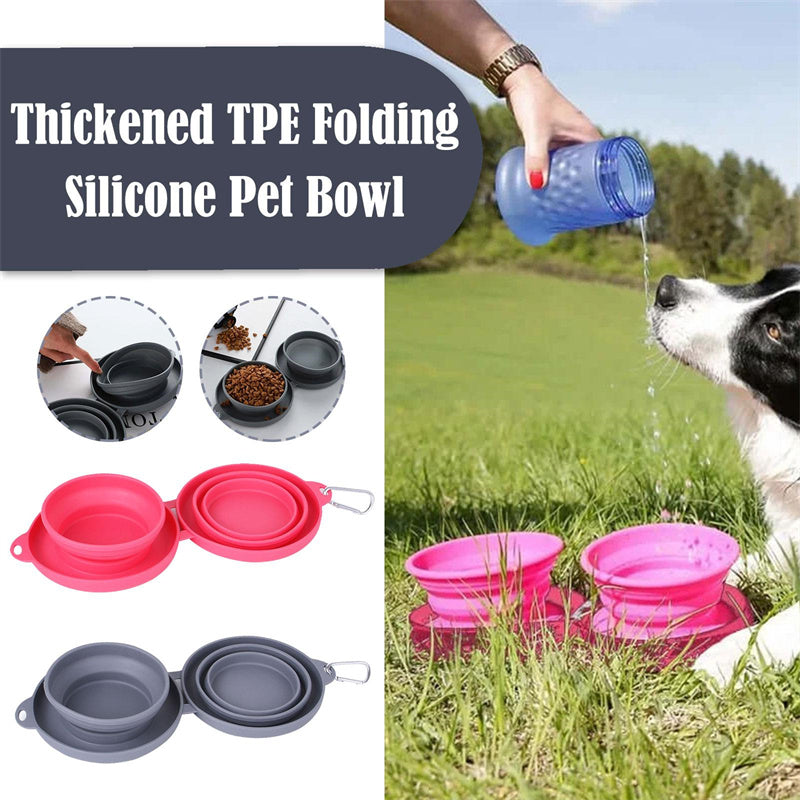 Double Sided Foldable Rubber Pet Feeding Bowl for (On the Go) 