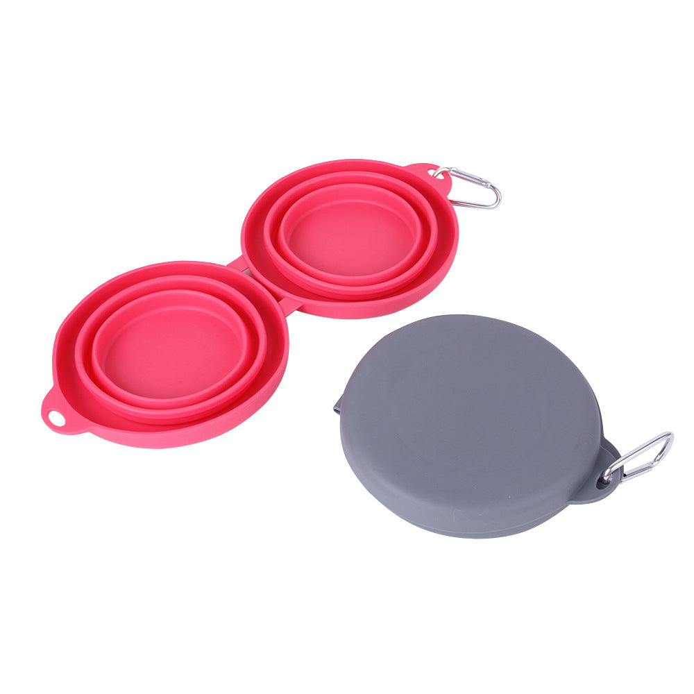 Double Sided Foldable Rubber Pet Feeding Bowl for (On the Go) 