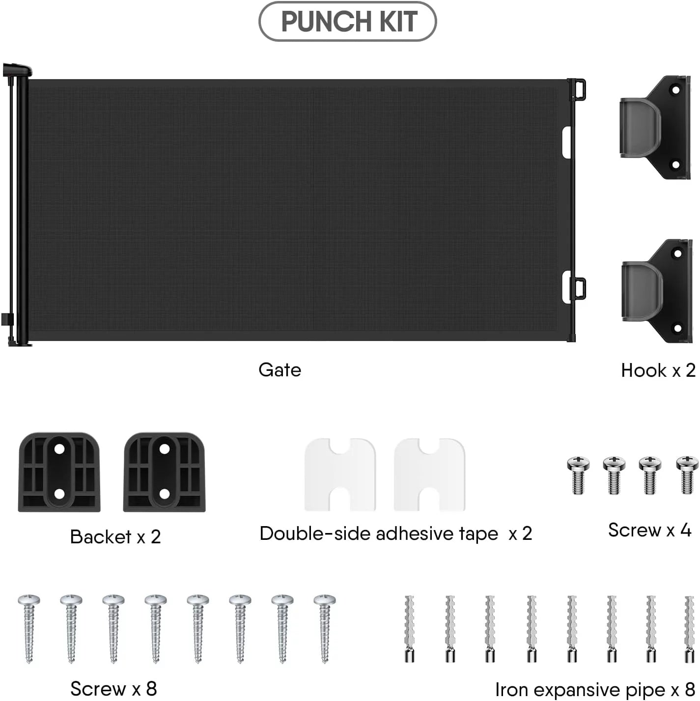 Retractable Baby Gates,  Baby Gate for Stairs Extra Wide 59” X 33” Tall for Kids or Pets Indoor and Outdoor Dog Gates for Doorways, Stairs, Hallways (33 * 71 Inches, Black & Drill)