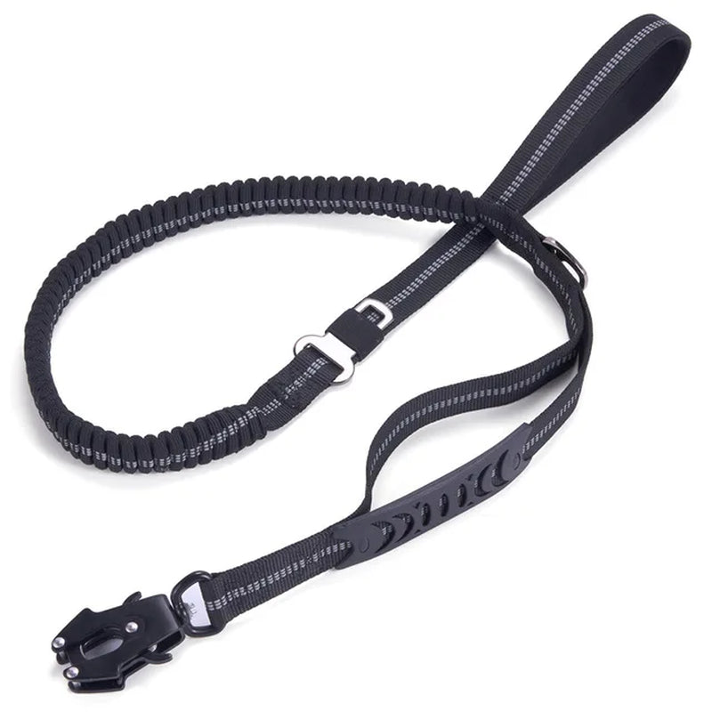 Heavy Duty Tactical Bungee Dog Leash No Pull Dog Leash Reflective Shock Absorbing Pet Leashes with Car Seatbelt for Large Dogs