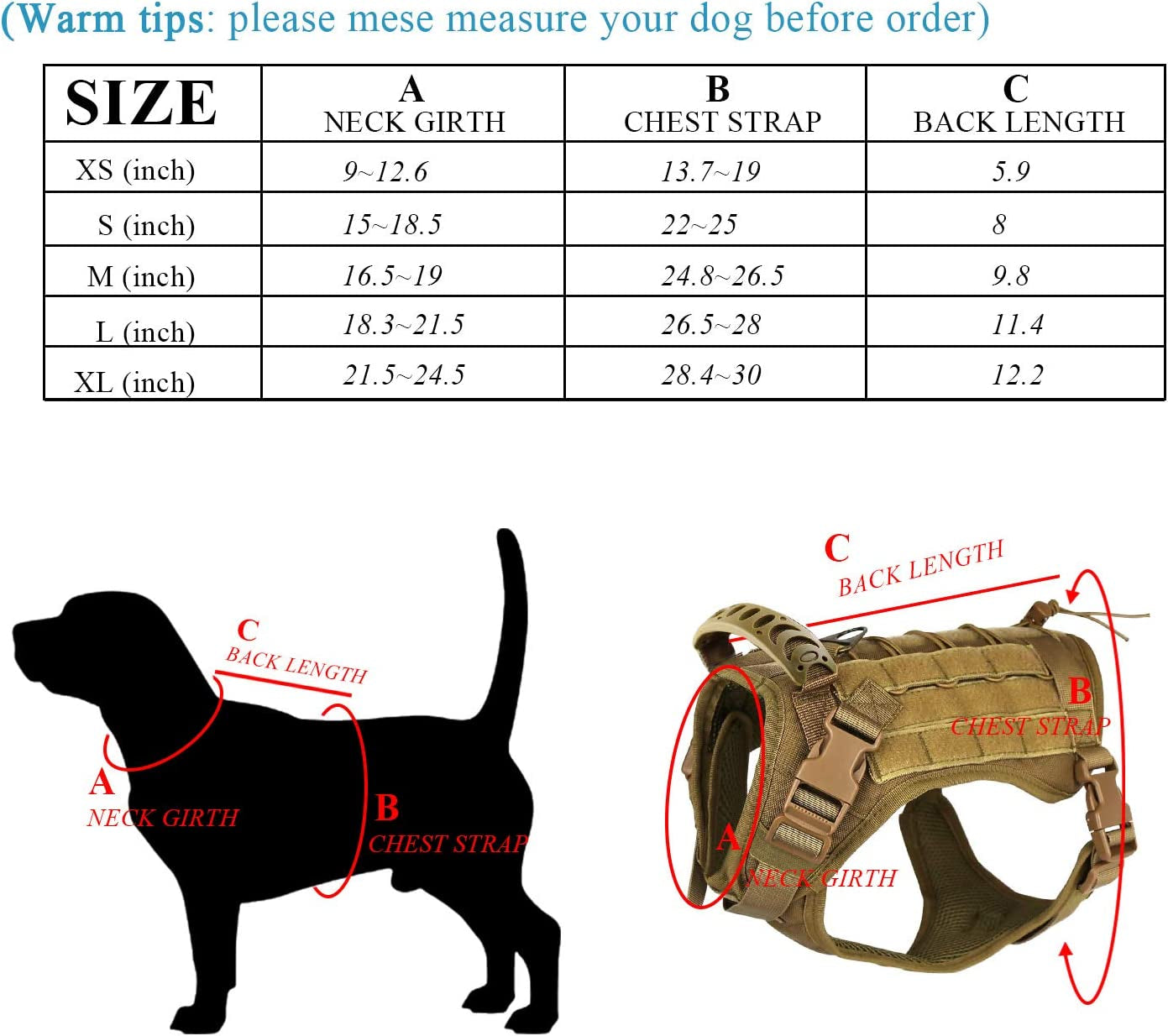 Tactical Dog Vest with Pouch- Training Dog Molle Vest with Handle- K9 Military Dog Harness No Pull Service Dog Vest- Reflective Patches