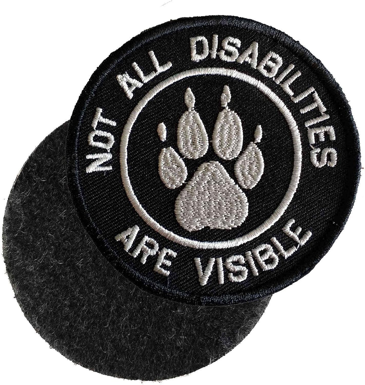 Service Dog Patch, Not All Disabilities Are Visible Embroidered Dog Paw Patch for Vests/Harnesses, Emblem Fastener Tactical Hook & Loop Morale Patch (Paw Abilities)