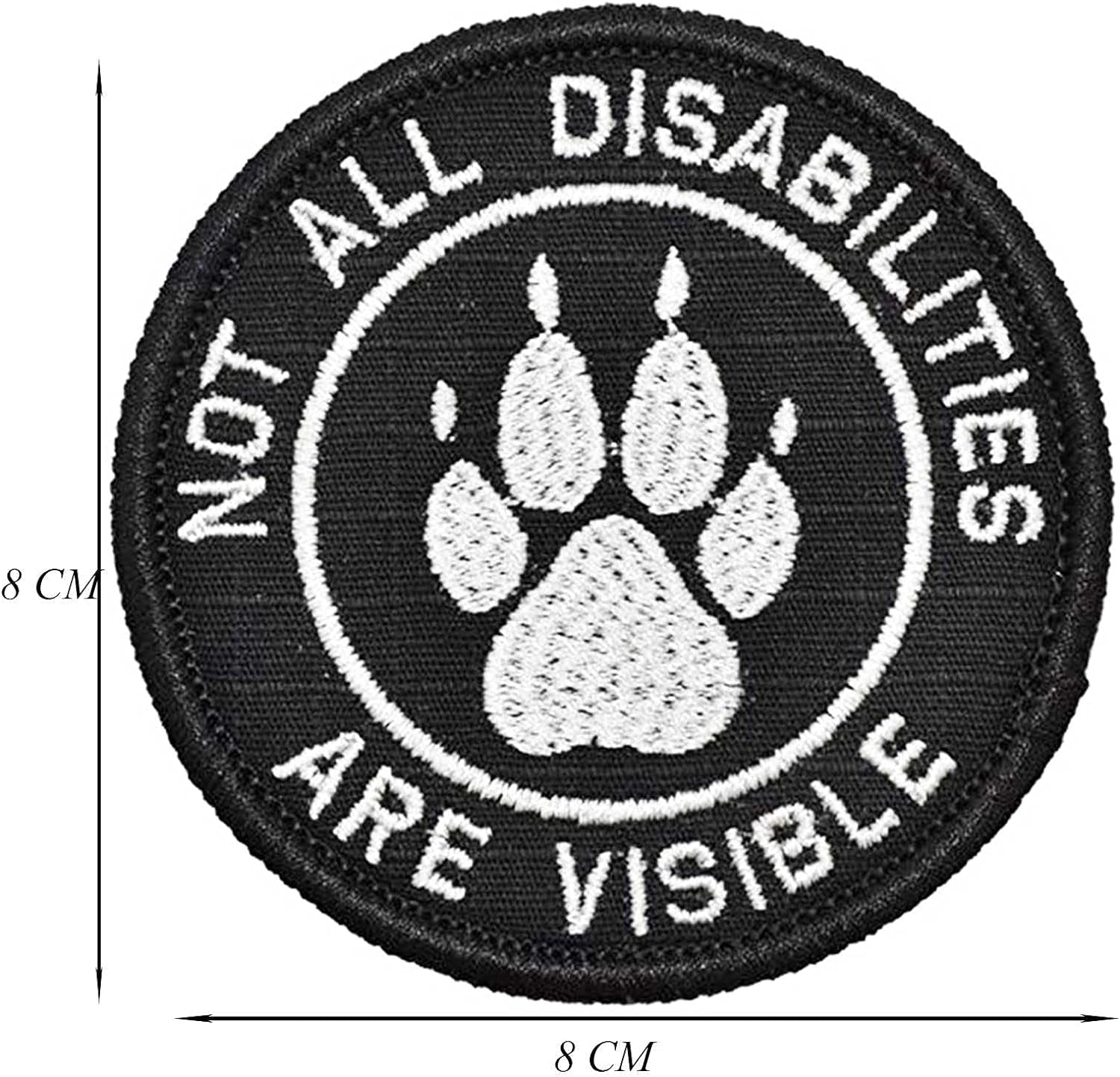 Service Dog Patch, Not All Disabilities Are Visible Embroidered Dog Paw Patch for Vests/Harnesses, Emblem Fastener Tactical Hook & Loop Morale Patch (Paw Abilities)