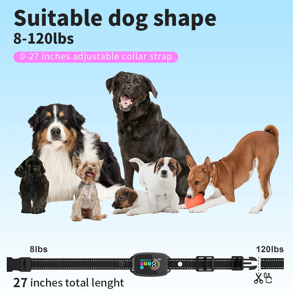 Smart Automatic HD Digital Display IP67 Waterproof Rechargeable anti-Barking Dog Collar 