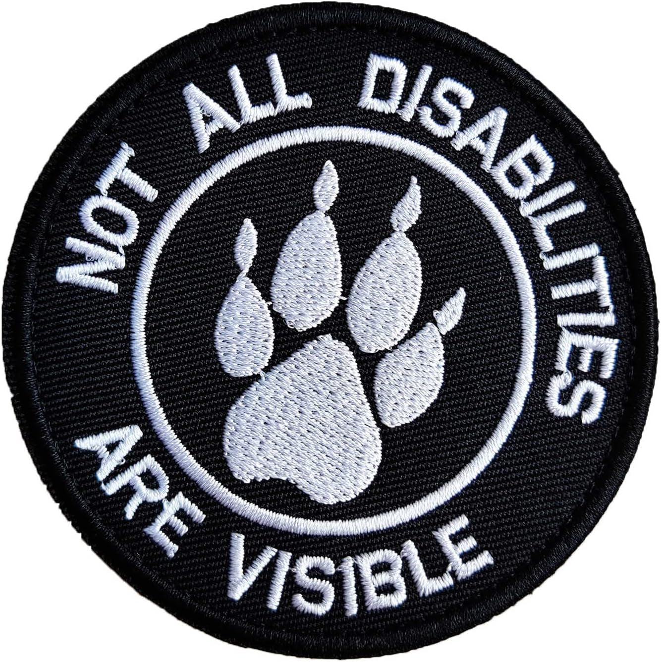 Service Dog Patch, Not All Disabilities Are Visible Embroidered Dog Paw Patch for Vests/Harnesses, Emblem Fastener Tactical Hook & Loop Morale Patch (Paw Abilities)